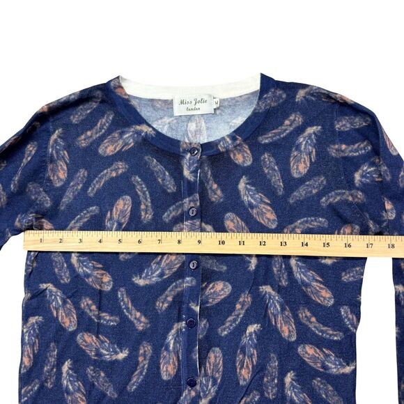 Miss Jolie London Sweater Womens Medium Blue Feather Knit Pullover Casual Granny - Picture 8 of 9
